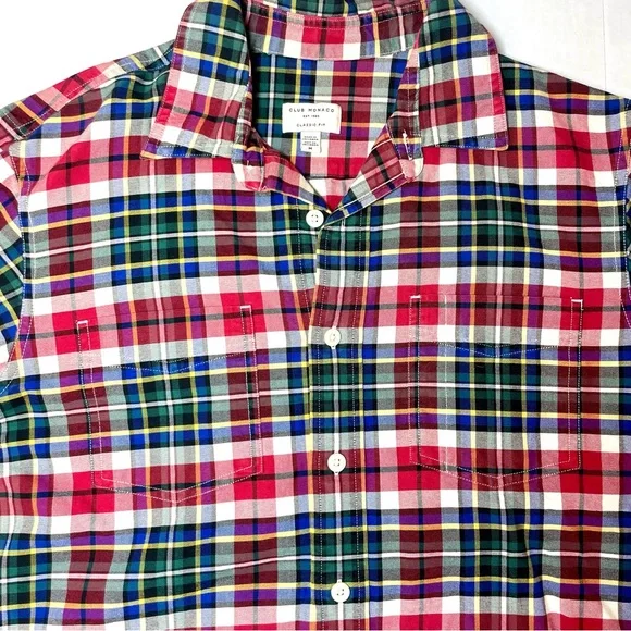Club Monaco Shirts Club Monaco Mens Multicolor Plaid Casual